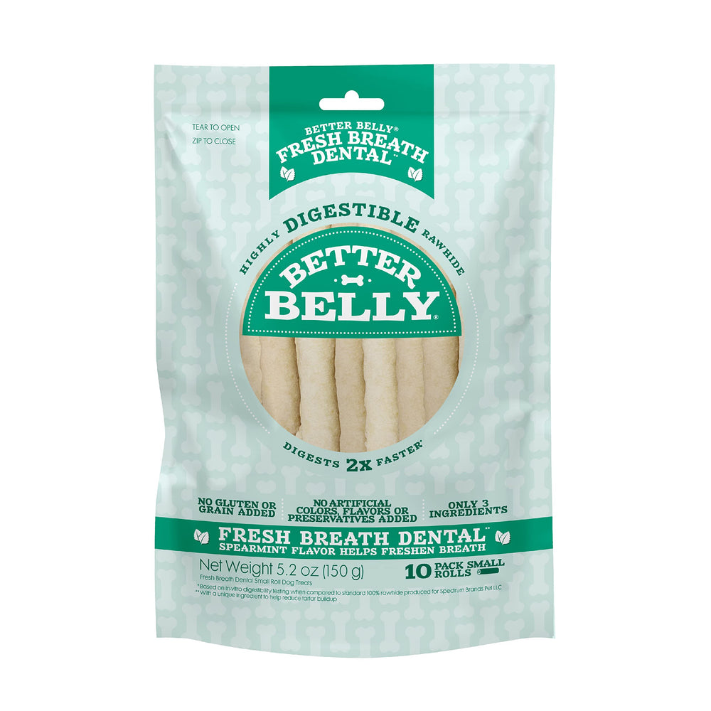 Better Belly Fresh Breath Dental rollos pequeños con menta para refrescar el aliento de tu perro