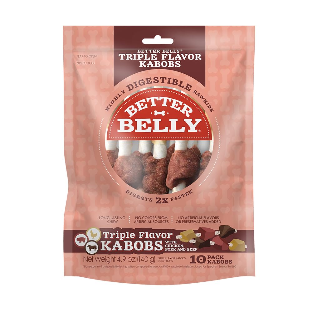 Brochetas triple sabor Better Belly, 10 unidades, sabor irresistible para perro.