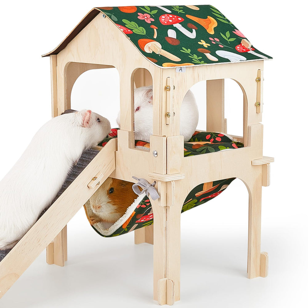Bienbee cabaña para cobaya de doble piso, ideal para explorar y descansar