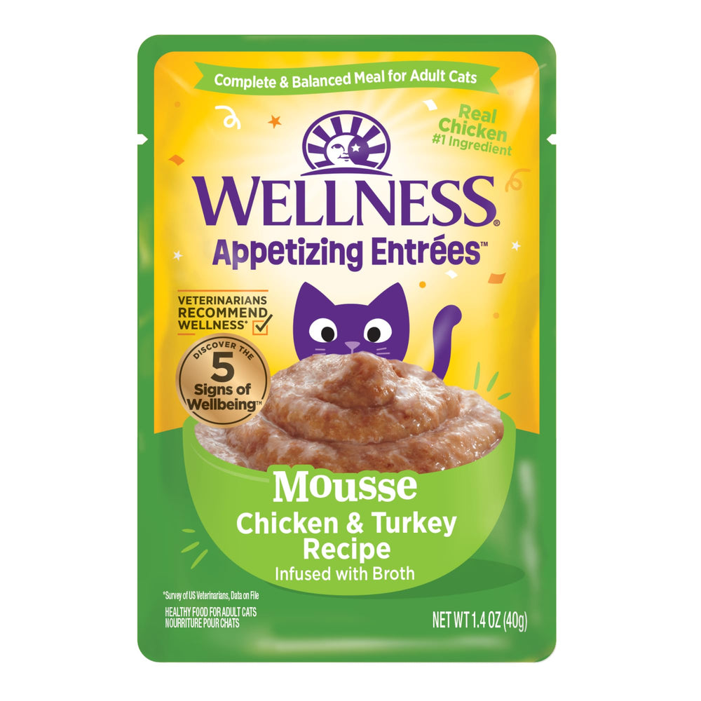 Wellness mousse pollo - plato cremoso para gatos adultos con proteína real.