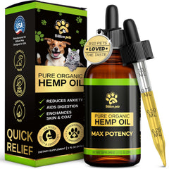 Billion Pets Aceite de cáñamo, botella con gotero, para tranquilidad de perros y gatos.
