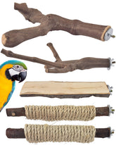 Bissap percha grande de palo de madera natural para aves, ideal para ejercicio de patas.