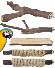 Bissap percha grande de palo de madera natural para aves, ideal para ejercicio de patas.