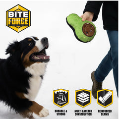 Bite Force Avocado para perros grandes, juguete resistente y entretenido.