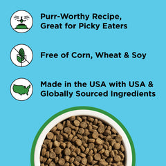 BIXBI Liberty Dry Cat Chicken Recipe prebióticos y fibra de miscanthus para la digestión.