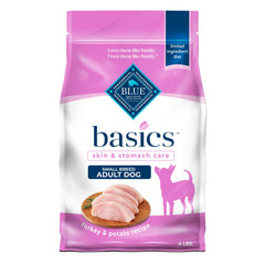 Blue Buffalo Basics pavo y patata, bolsa de 4 lb para uso diario.