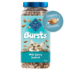 Blue Buffalo Bursts en empaque muestra crujiente exterior y centro cremoso con salmón real