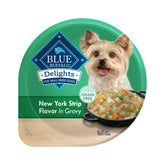 Blue Buffalo Delights para razas pequeñas en NY Strip en salsa, comida húmeda sabrosa para perros pequeños.
