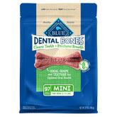 Blue Buffalo Dental Bones Mini: empaque frontal, ideal para perros pequeños.