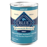 Blue Buffalo Homestyle Receta en lata 12,5 onzas, comida completa para perros adultos.