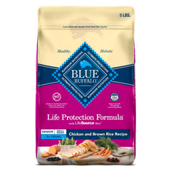Blue Buffalo Life Protection Formula para razas pequeñas senior, bolsa de 5 lb, ideal para alimentación diaria.
