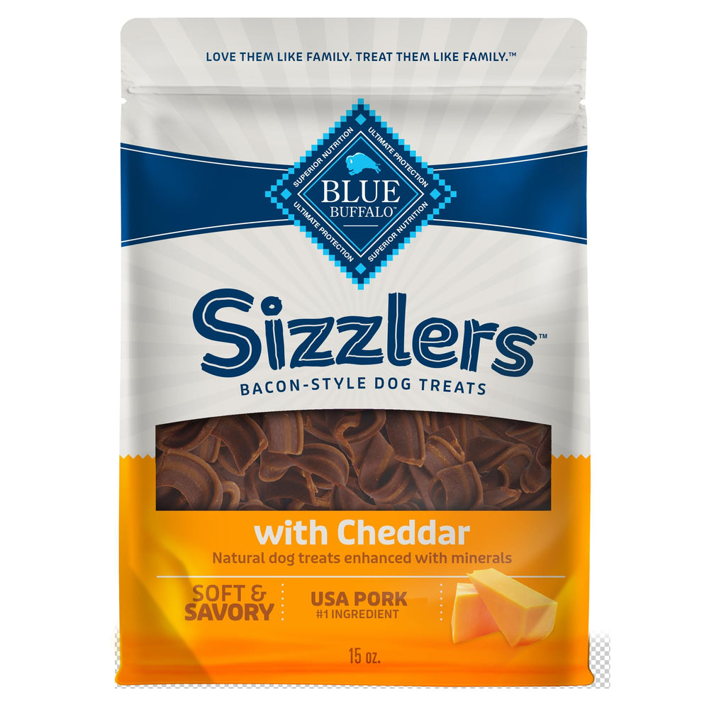 Blue Buffalo Sizzlers cerdo real primero, premio sabroso para perros.