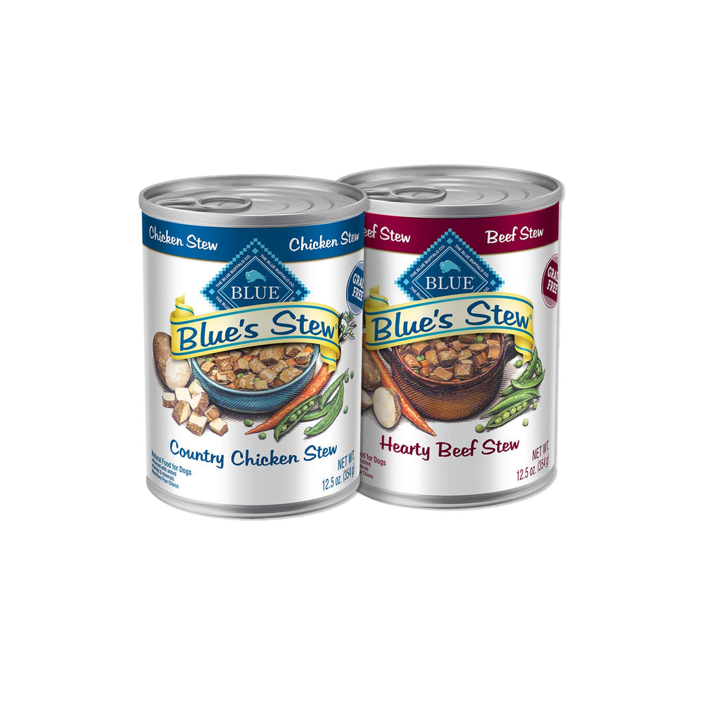 Pack de 12 latas Blue Buffalo Stews para variedad diaria.