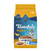 Blue Buffalo Tastefuls Gravy Experience en envase de 7 libras, ideal para alimentar gatos adultos.