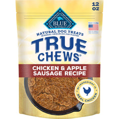 Blue Buffalo True Chews con pollo real como primer ingrediente, sabor irresistible para perros.