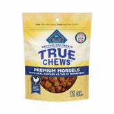 Blue Buffalo True Chews chicken close-up showing real meat texture for training rewards.