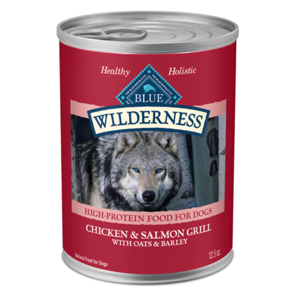 Blue Buffalo Wilderness lata-salmon-pollo-a-la-parrilla: proteína alta para perros activos.