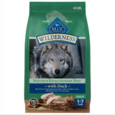 Blue Buffalo Wilderness pato como ingrediente principal para perros activos y satisfechos.