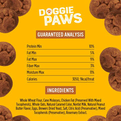 Doggie Paws mantequilla de maní y melaza, sabor natural para perros.