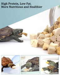 BNYEE 3-in-1 Turtle Food label highlights no added preservatives and natural ingredients.