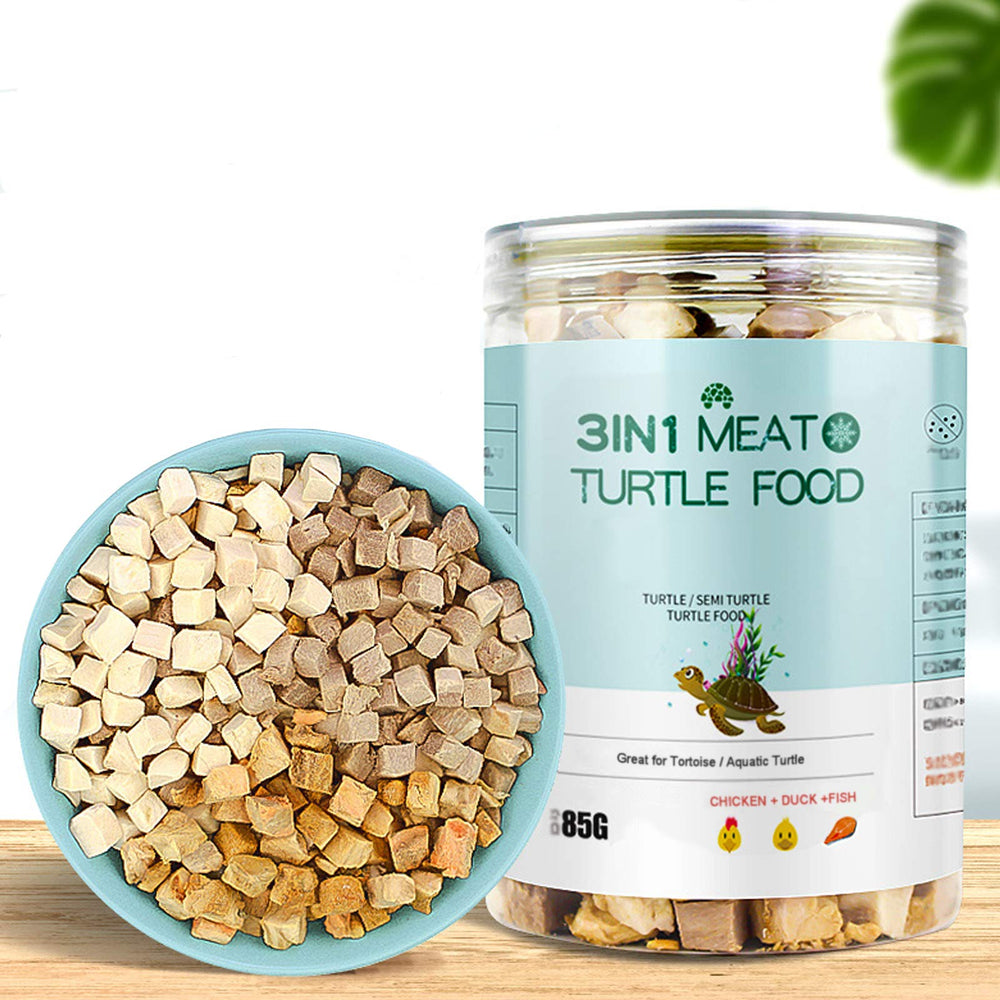 BNYEE 3-in-1 Turtle Food pack shot showcases freeze-dried ingredients for protein and aroma.