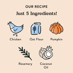 Ingredientes reales: pollo y calabaza, Bocce's Bakery para perros.