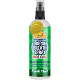 Bodhi Dog spray aliento natural, frente de la botella, mejora frescura bucal.