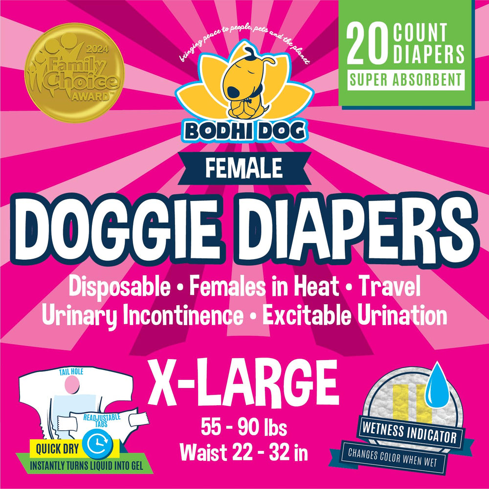 Pañales Bodhi Dog femeninos con núcleo absorbente para mantener seca a tu perra
