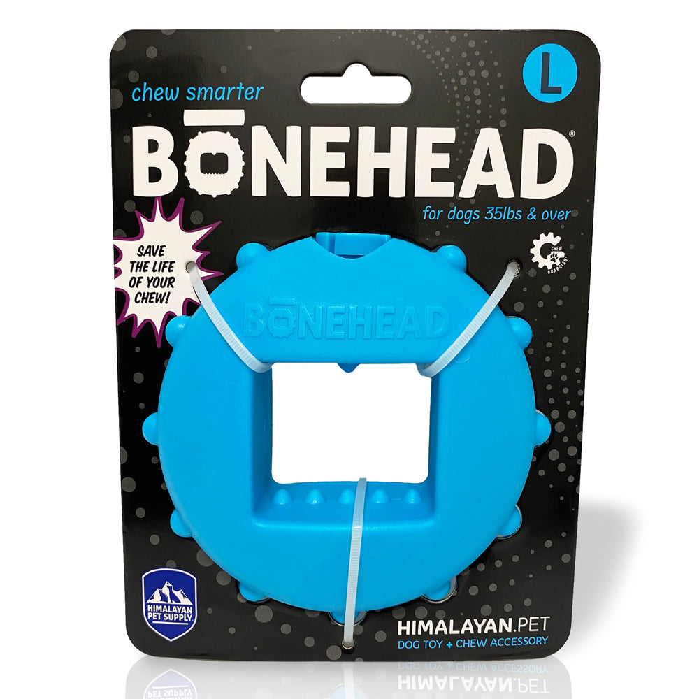 Himalayan Dog Chew Bonehead grande: sujeta masticables para juego seguro.