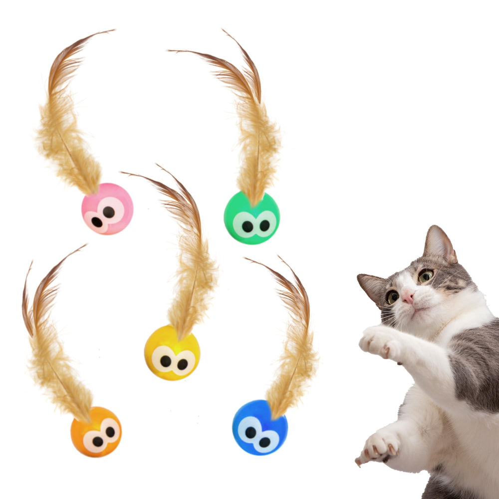 Bouncy Tails: pelotas interactivas con plumas para gatos activos