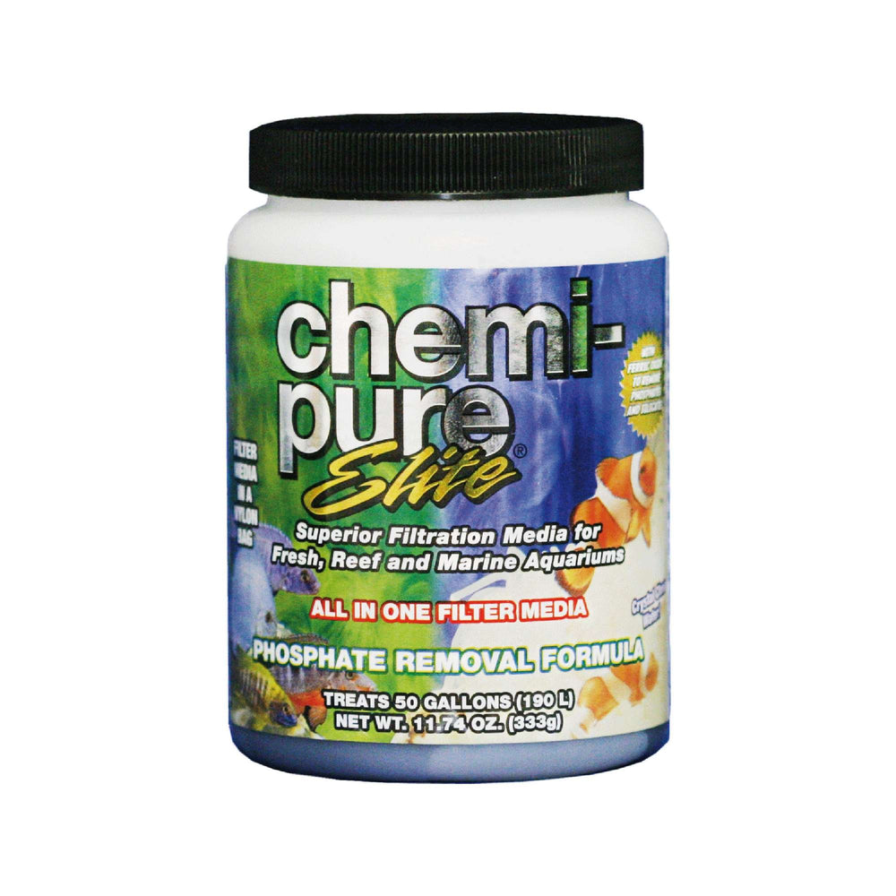 Chemipure Elite de Boyd, envase 11.74 oz para agua cristalina en acuarios.