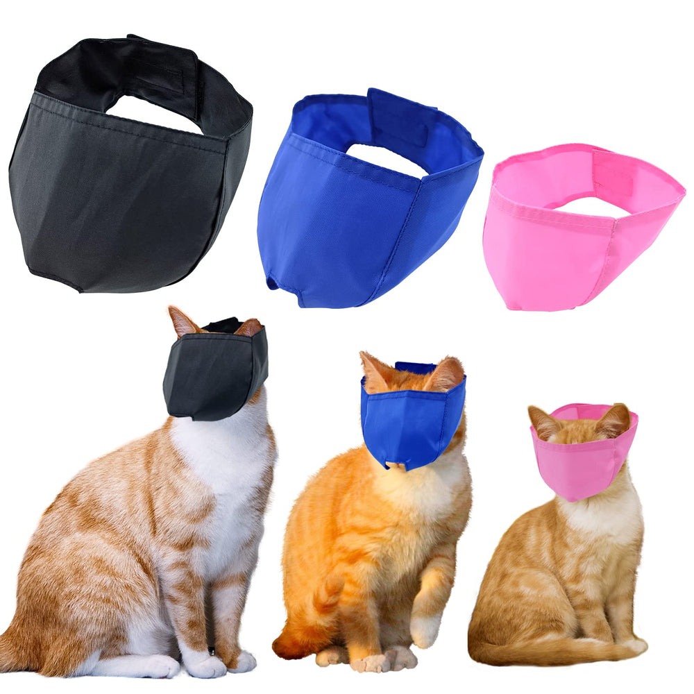 Bozal para gato con malla transpirable rosa, talla pequeña, ideal para grooming suave.