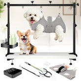Brazo ajustable de cuidado canino para mesa mejora la postura durante el cuidado.