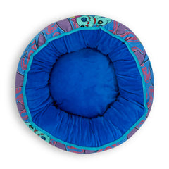 Buckle-Down vista lateral de la cama Disney Stitch Scrump, color azul lavanda para descanso cómodo.