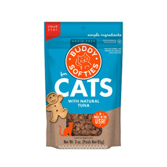 Buddy Biscuits Softies con atun natural en bolsa de 3 onzas, snack conveniente para gatos.