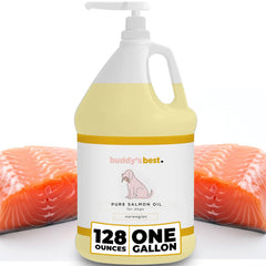 Buddy’s Best aceite de salmón para perros, botella 128 oz, promueve pelaje saludable