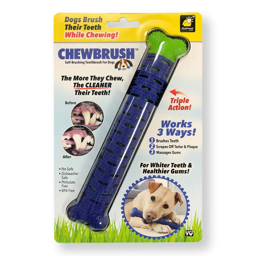 BulbHead cepillo dental para perro con forma de juguete, facilita limpieza suave.