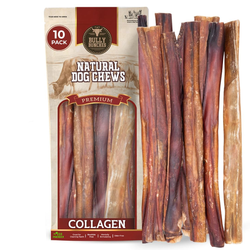 Bully Bunches 12 pulgadas - envoltura de colágeno con bully stick, ideal para masticadores persistentes.