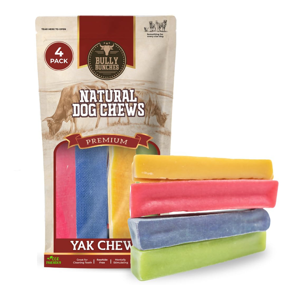 Bully Bunches Yak Chew sabor fruta, ideal para entretener perros medianos.