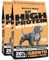 Bully Max comida húmeda para cachorros rehidratada, textura suave para crecimiento saludable.