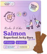 Bundle x Joy Ride & Vibe jerky de salmón para perros, ideal para entrenamiento.