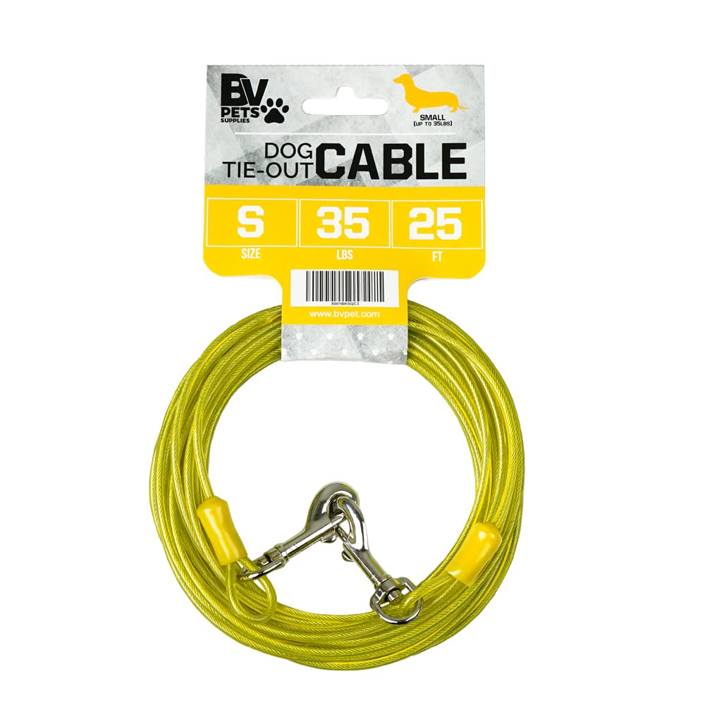 BV cable de amarre para perros de 25 pies en amarillo, visible y seguro