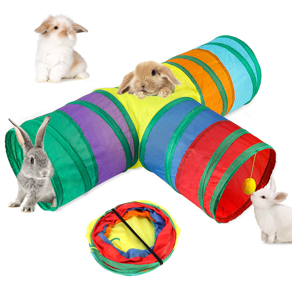 BWOGUE tuneles 3 vías para conejos: espacio seguro para explorar y jugar en casa.