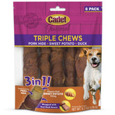 Cadet Gourmet Triple Chews: piel de cerdo, primera fuente de proteína para perros activos.