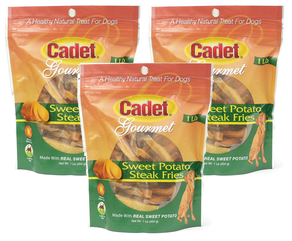 Cadet patata dulce para perros, empaque práctico para casa y viaje.