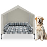 Caghash Cama Perro Elevada 2-en-1 con canopy protege del sol y la lluvia durante actividades al aire libre