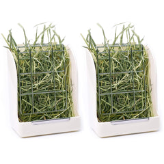 CALPALMY dispensador heno colgante, enfocado en alfalfa, reduce el desorden en jaula.