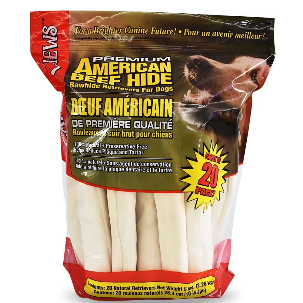 Canine Chews: hueso crudo de res grande, 10-11 pulgadas para perros grandes y masticadores.