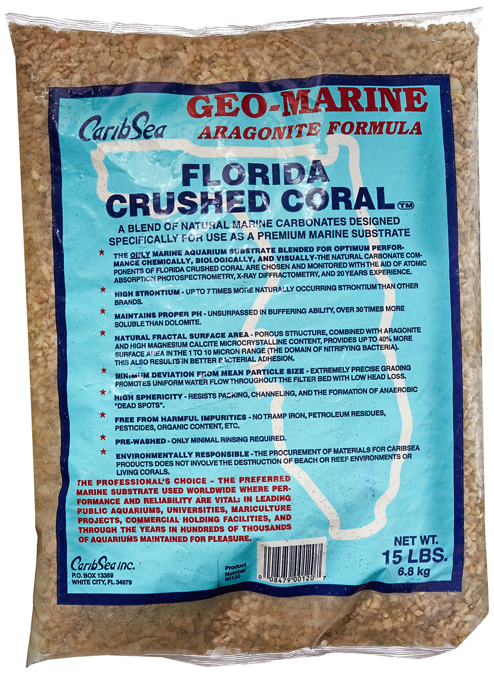 Carib Sea Coral Triturado para acuario; estabiliza pH y crea sustrato natural.