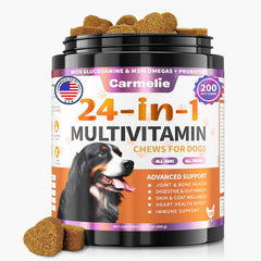 Carmelie vitaminas para perro 24 en 1 en frasco, soporte nutricional general.